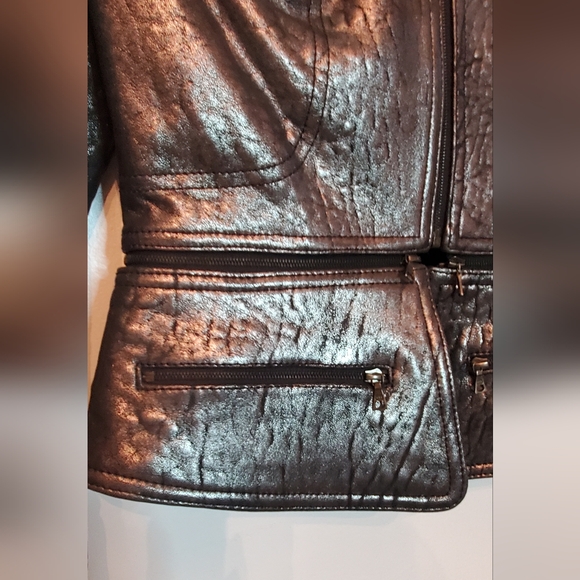 ROBERT RODRIGUEZ -size 6- metalic leather jacket 100%leather - Picture 6 of 12
